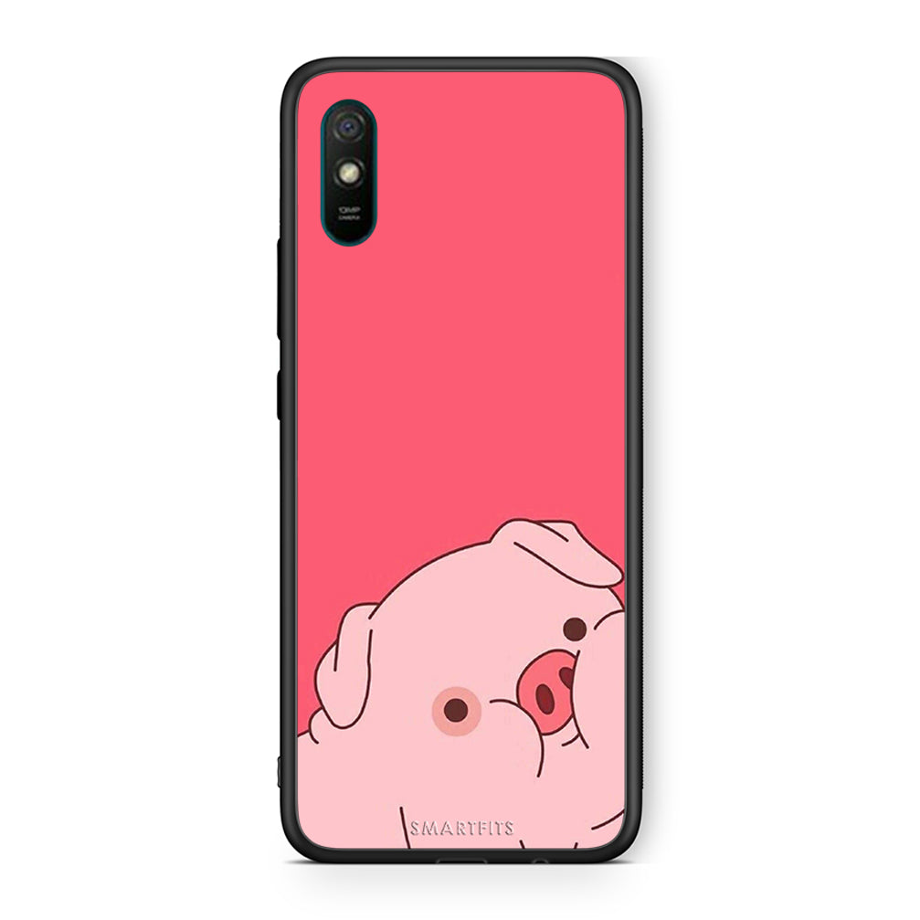 Xiaomi Redmi 9A Pig Love 1 Θήκη Αγίου Βαλεντίνου από τη Smartfits με σχέδιο στο πίσω μέρος και μαύρο περίβλημα | Smartphone case with colorful back and black bezels by Smartfits