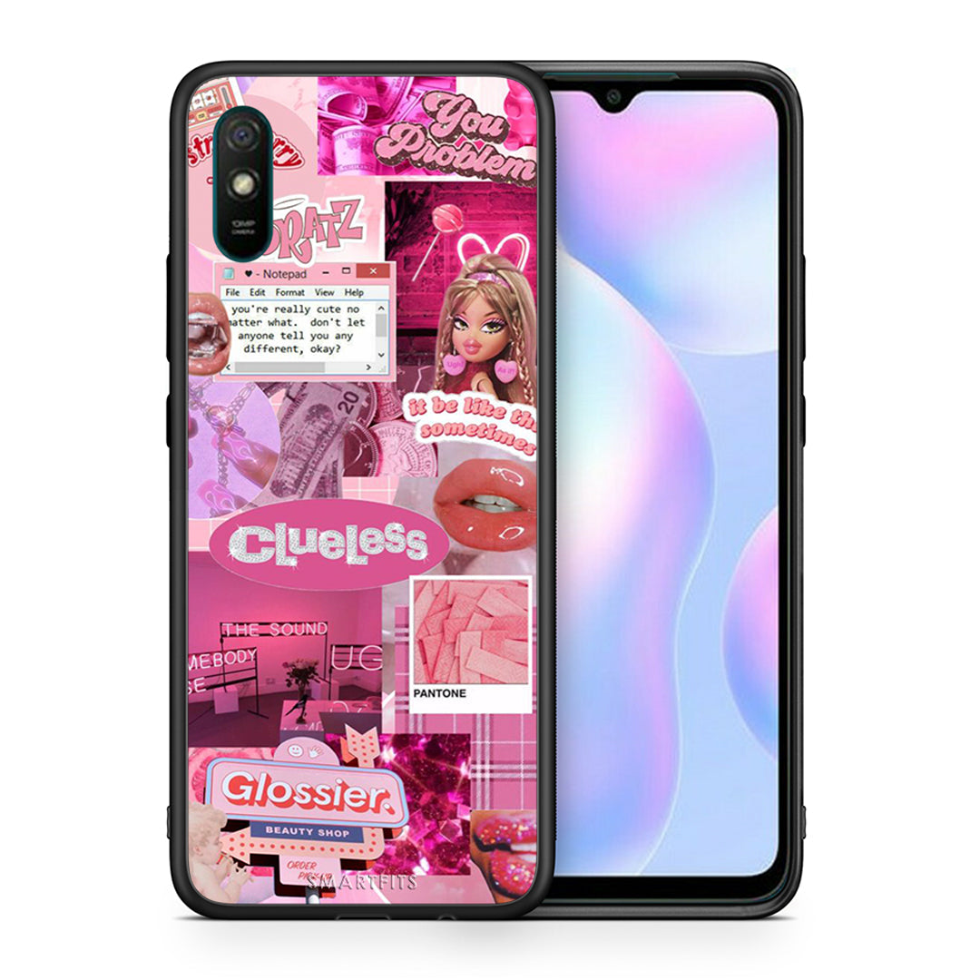 Θήκη Αγίου Βαλεντίνου Xiaomi Redmi 9A Pink Love από τη Smartfits με σχέδιο στο πίσω μέρος και μαύρο περίβλημα | Xiaomi Redmi 9A Pink Love case with colorful back and black bezels
