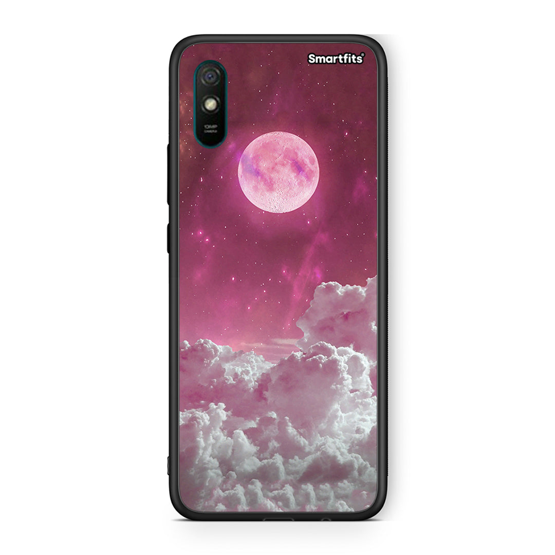Xiaomi Redmi 9A Pink Moon Θήκη από τη Smartfits με σχέδιο στο πίσω μέρος και μαύρο περίβλημα | Smartphone case with colorful back and black bezels by Smartfits