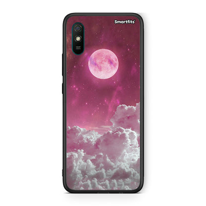 Xiaomi Redmi 9A Pink Moon Θήκη από τη Smartfits με σχέδιο στο πίσω μέρος και μαύρο περίβλημα | Smartphone case with colorful back and black bezels by Smartfits