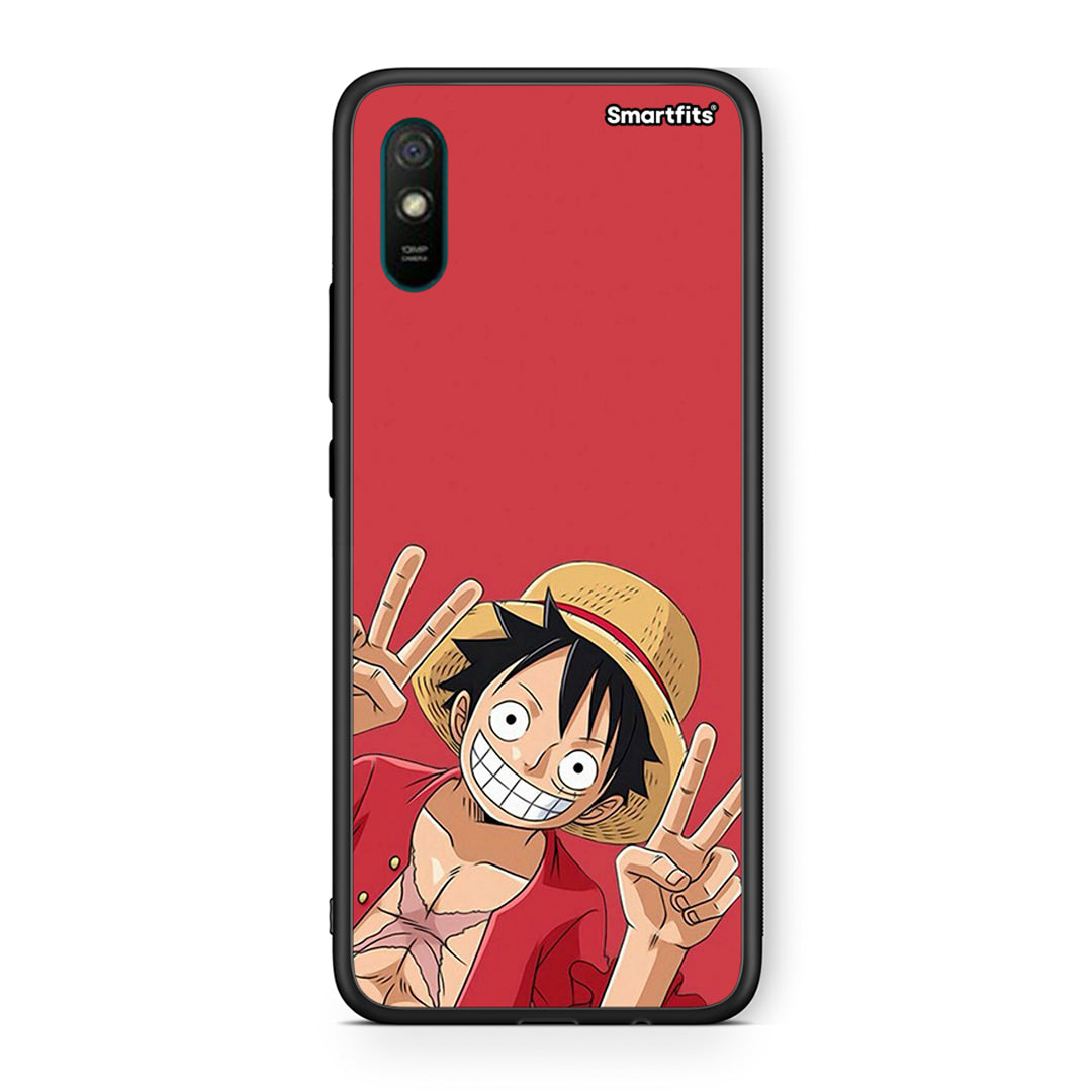Xiaomi Redmi 9A Pirate Luffy Θήκη από τη Smartfits με σχέδιο στο πίσω μέρος και μαύρο περίβλημα | Smartphone case with colorful back and black bezels by Smartfits