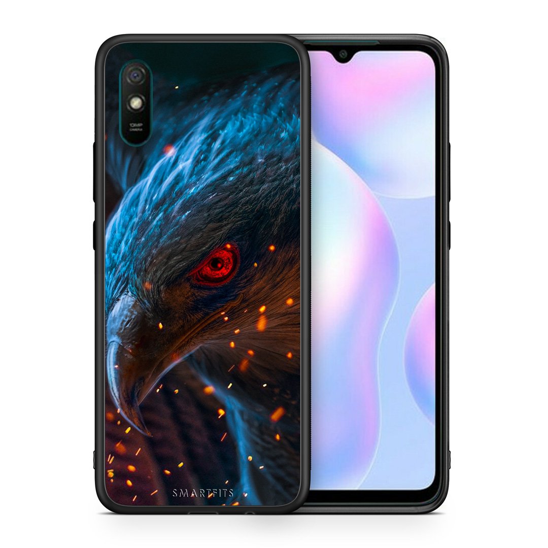 Θήκη Xiaomi Redmi 9A Eagle PopArt από τη Smartfits με σχέδιο στο πίσω μέρος και μαύρο περίβλημα | Xiaomi Redmi 9A Eagle PopArt case with colorful back and black bezels