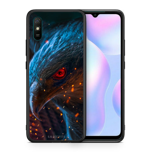 Θήκη Xiaomi Redmi 9A Eagle PopArt από τη Smartfits με σχέδιο στο πίσω μέρος και μαύρο περίβλημα | Xiaomi Redmi 9A Eagle PopArt case with colorful back and black bezels