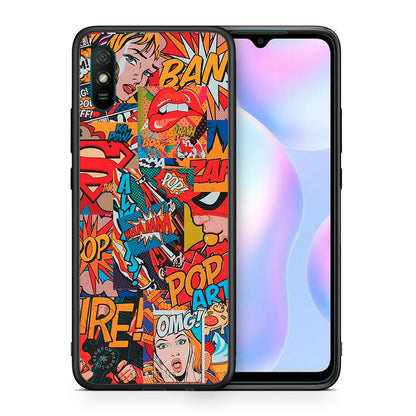 Θήκη Xiaomi Redmi 9A PopArt OMG από τη Smartfits με σχέδιο στο πίσω μέρος και μαύρο περίβλημα | Xiaomi Redmi 9A PopArt OMG case with colorful back and black bezels