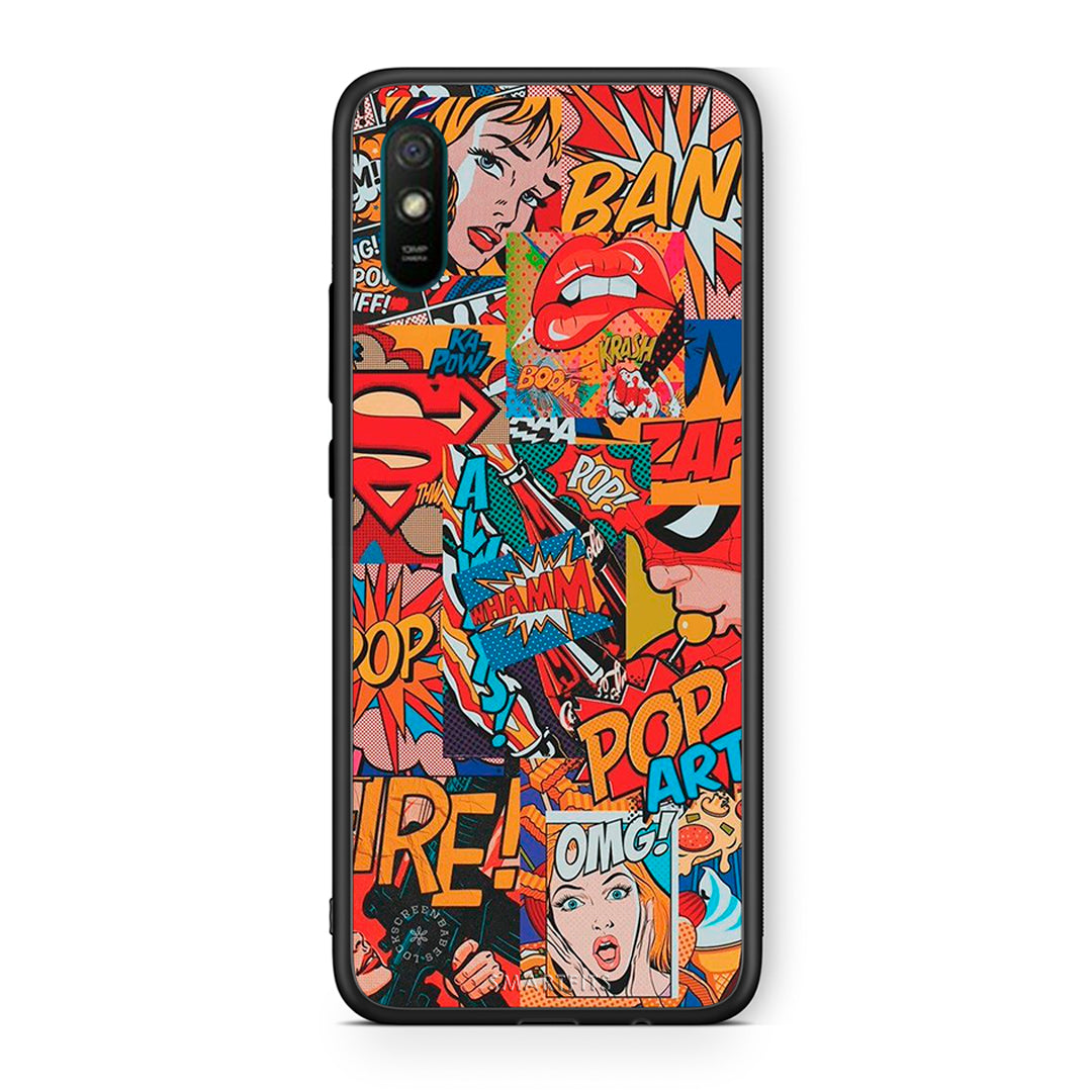 Xiaomi Redmi 9A PopArt OMG θήκη από τη Smartfits με σχέδιο στο πίσω μέρος και μαύρο περίβλημα | Smartphone case with colorful back and black bezels by Smartfits