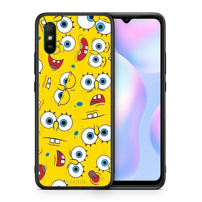 Θήκη Xiaomi Redmi 9A Sponge PopArt από τη Smartfits με σχέδιο στο πίσω μέρος και μαύρο περίβλημα | Xiaomi Redmi 9A Sponge PopArt case with colorful back and black bezels