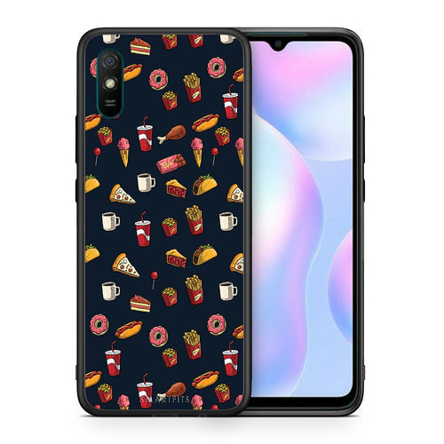 Θήκη Xiaomi Redmi 9A Hungry Random από τη Smartfits με σχέδιο στο πίσω μέρος και μαύρο περίβλημα | Xiaomi Redmi 9A Hungry Random case with colorful back and black bezels