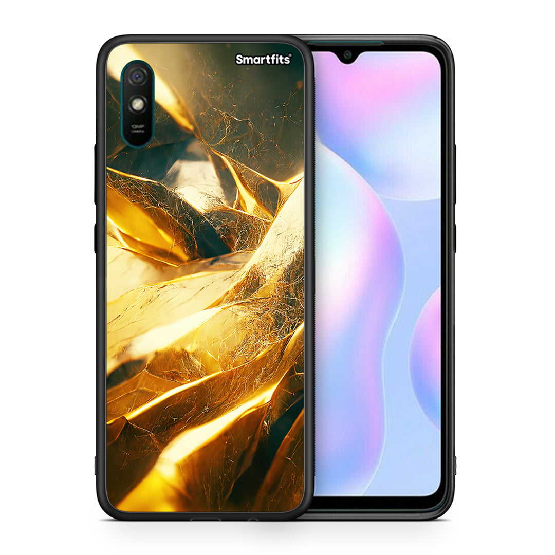 Θήκη Xiaomi Redmi 9A Real Gold από τη Smartfits με σχέδιο στο πίσω μέρος και μαύρο περίβλημα | Xiaomi Redmi 9A Real Gold case with colorful back and black bezels