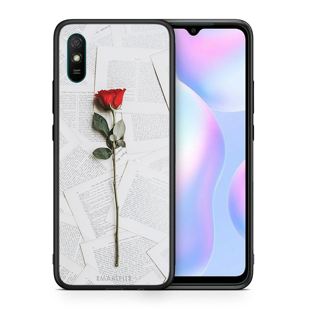 Θήκη Xiaomi Redmi 9A Red Rose από τη Smartfits με σχέδιο στο πίσω μέρος και μαύρο περίβλημα | Xiaomi Redmi 9A Red Rose case with colorful back and black bezels