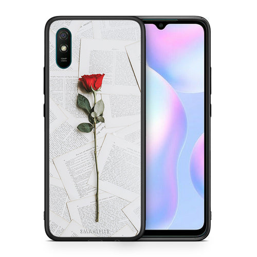 Θήκη Xiaomi Redmi 9A Red Rose από τη Smartfits με σχέδιο στο πίσω μέρος και μαύρο περίβλημα | Xiaomi Redmi 9A Red Rose case with colorful back and black bezels
