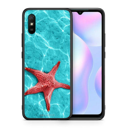 Θήκη Xiaomi Redmi 9A Red Starfish από τη Smartfits με σχέδιο στο πίσω μέρος και μαύρο περίβλημα | Xiaomi Redmi 9A Red Starfish case with colorful back and black bezels
