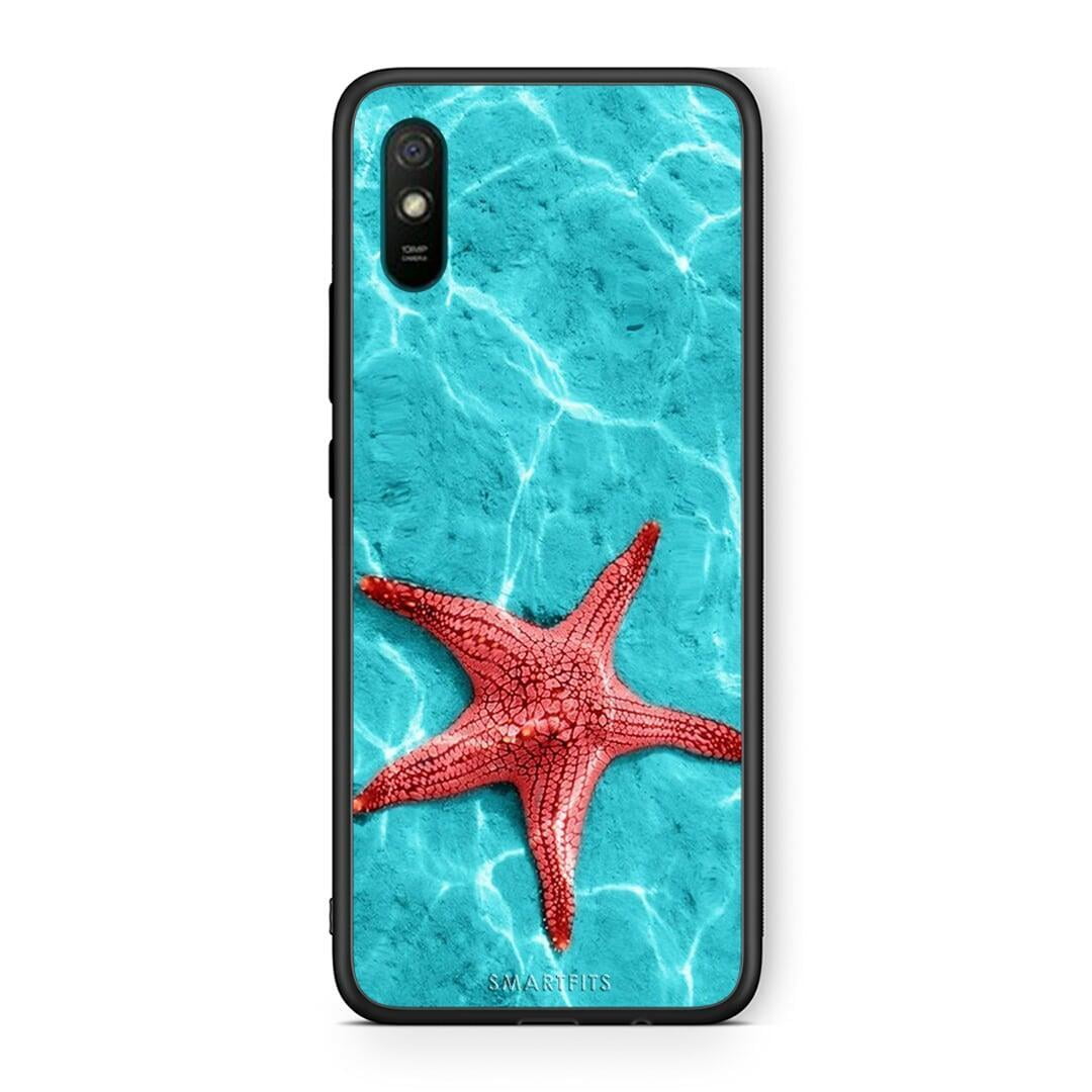 Xiaomi Redmi 9A Red Starfish Θήκη από τη Smartfits με σχέδιο στο πίσω μέρος και μαύρο περίβλημα | Smartphone case with colorful back and black bezels by Smartfits