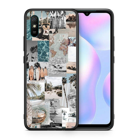 Θήκη Xiaomi Redmi 9A Retro Beach Life από τη Smartfits με σχέδιο στο πίσω μέρος και μαύρο περίβλημα | Xiaomi Redmi 9A Retro Beach Life case with colorful back and black bezels