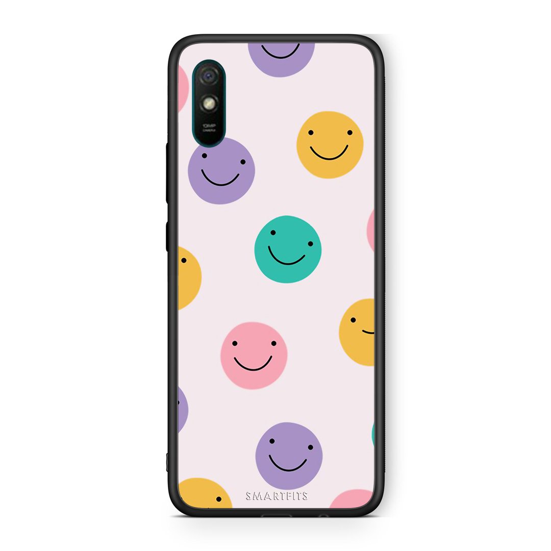 Xiaomi Redmi 9A Smiley Faces θήκη από τη Smartfits με σχέδιο στο πίσω μέρος και μαύρο περίβλημα | Smartphone case with colorful back and black bezels by Smartfits