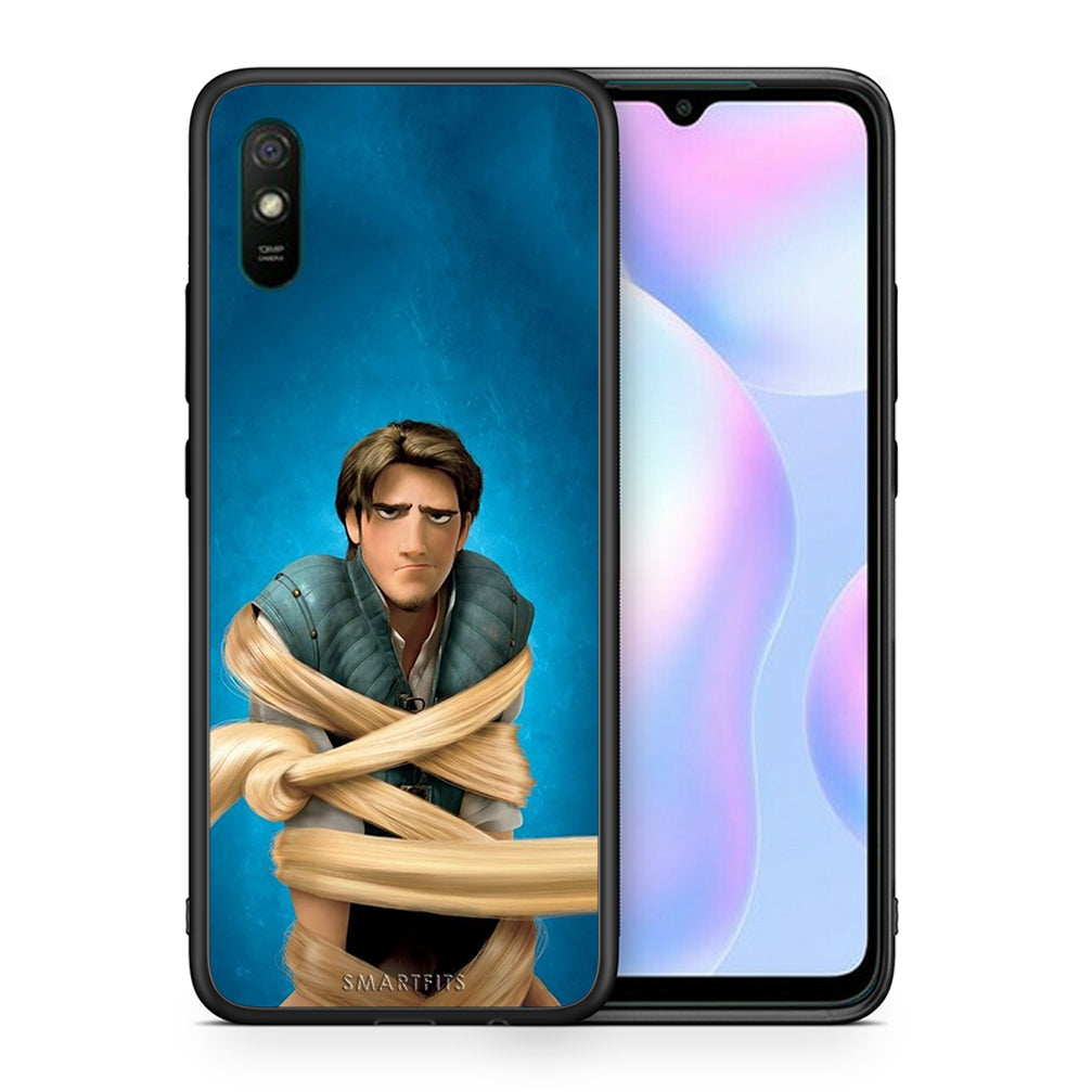 Θήκη Αγίου Βαλεντίνου Xiaomi Redmi 9A Tangled 1 από τη Smartfits με σχέδιο στο πίσω μέρος και μαύρο περίβλημα | Xiaomi Redmi 9A Tangled 1 case with colorful back and black bezels
