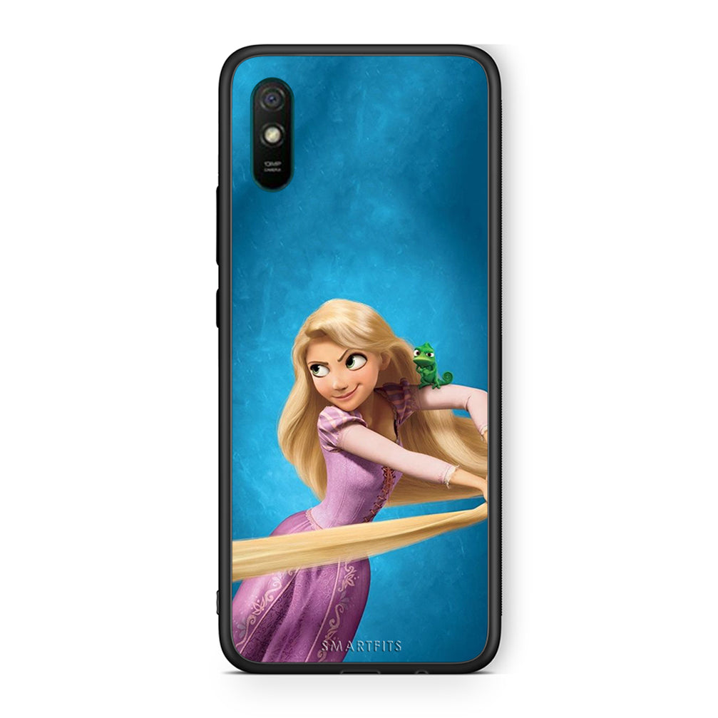 Xiaomi Redmi 9A Tangled 2 Θήκη Αγίου Βαλεντίνου από τη Smartfits με σχέδιο στο πίσω μέρος και μαύρο περίβλημα | Smartphone case with colorful back and black bezels by Smartfits