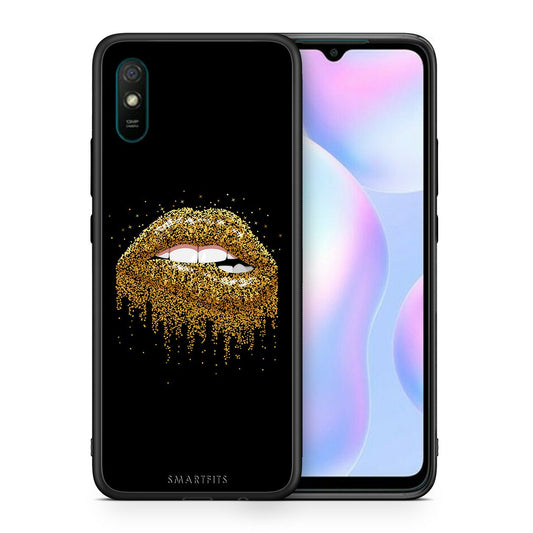 Θήκη Xiaomi Redmi 9A Golden Valentine από τη Smartfits με σχέδιο στο πίσω μέρος και μαύρο περίβλημα | Xiaomi Redmi 9A Golden Valentine case with colorful back and black bezels