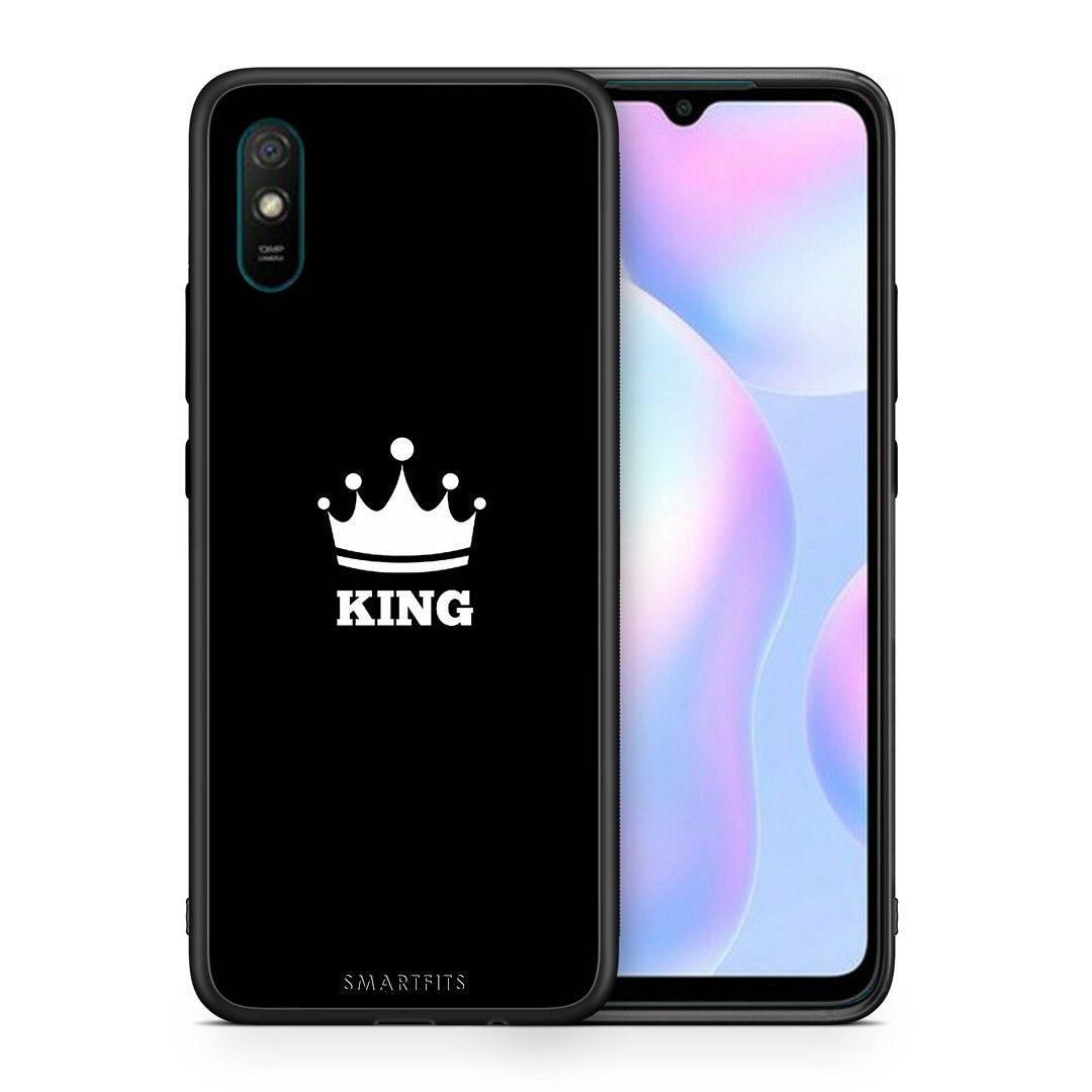 Θήκη Xiaomi Redmi 9A King Valentine από τη Smartfits με σχέδιο στο πίσω μέρος και μαύρο περίβλημα | Xiaomi Redmi 9A King Valentine case with colorful back and black bezels