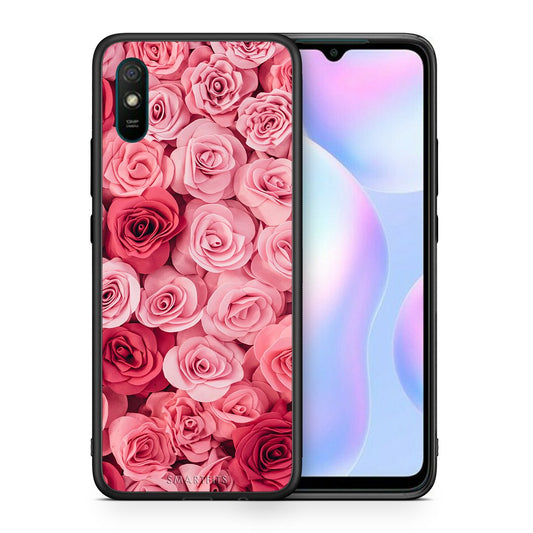 Θήκη Xiaomi Redmi 9A RoseGarden Valentine από τη Smartfits με σχέδιο στο πίσω μέρος και μαύρο περίβλημα | Xiaomi Redmi 9A RoseGarden Valentine case with colorful back and black bezels