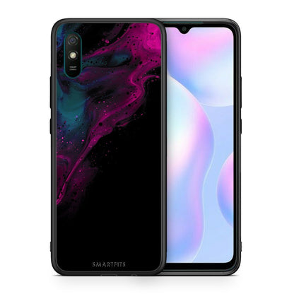 Θήκη Xiaomi Redmi 9A Pink Black Watercolor από τη Smartfits με σχέδιο στο πίσω μέρος και μαύρο περίβλημα | Xiaomi Redmi 9A Pink Black Watercolor case with colorful back and black bezels
