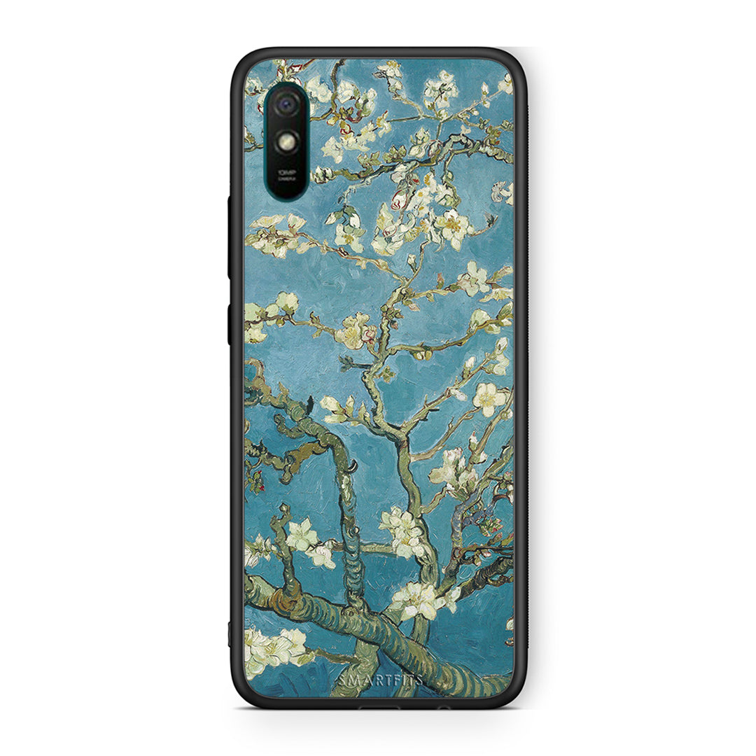 Xiaomi Redmi 9A White Blossoms θήκη από τη Smartfits με σχέδιο στο πίσω μέρος και μαύρο περίβλημα | Smartphone case with colorful back and black bezels by Smartfits