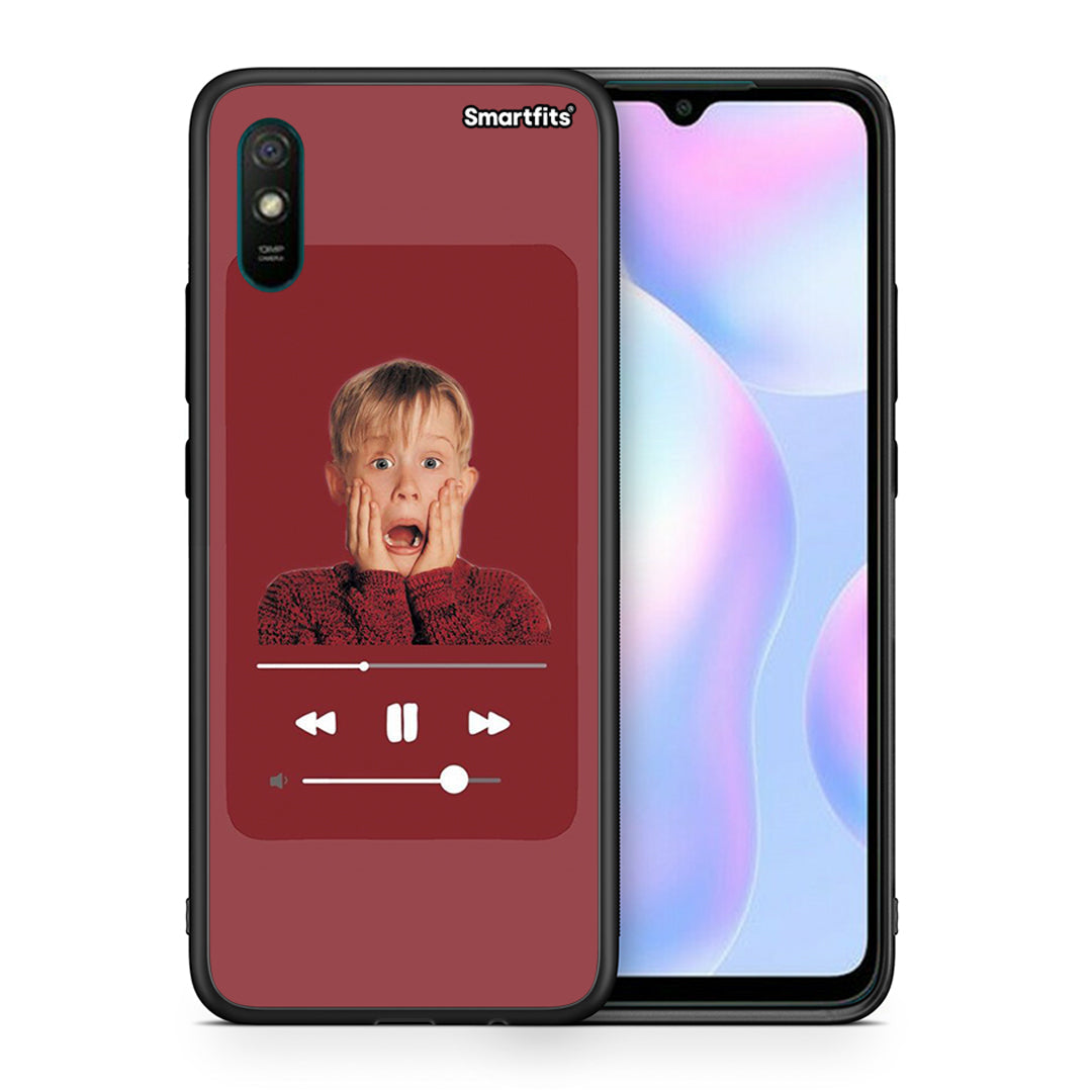Θήκη Xiaomi Redmi 9A Xmas Alone Music από τη Smartfits με σχέδιο στο πίσω μέρος και μαύρο περίβλημα | Xiaomi Redmi 9A Xmas Alone Music case with colorful back and black bezels