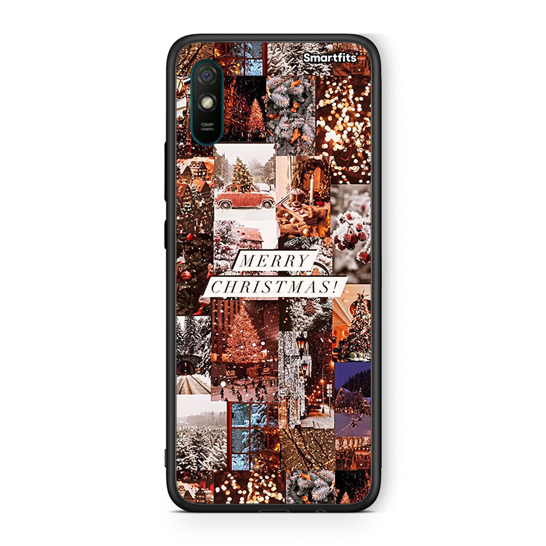 Xiaomi Redmi 9A Xmas Collage θήκη από τη Smartfits με σχέδιο στο πίσω μέρος και μαύρο περίβλημα | Smartphone case with colorful back and black bezels by Smartfits