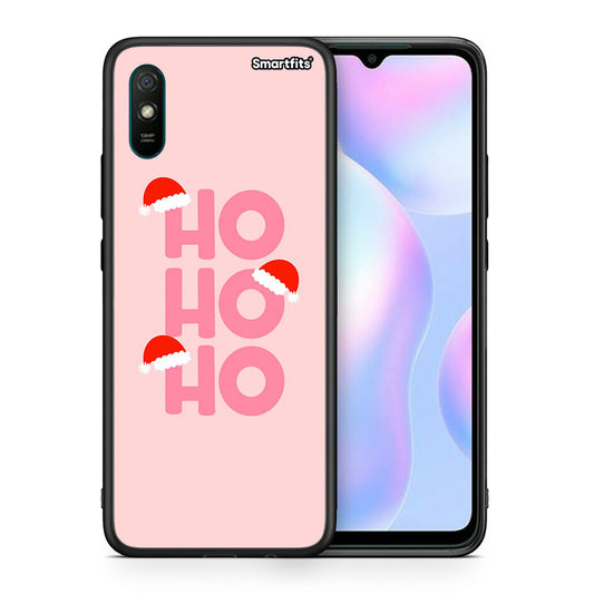 Θήκη Xiaomi Redmi 9A Xmas Ho Ho Ho από τη Smartfits με σχέδιο στο πίσω μέρος και μαύρο περίβλημα | Xiaomi Redmi 9A Xmas Ho Ho Ho case with colorful back and black bezels