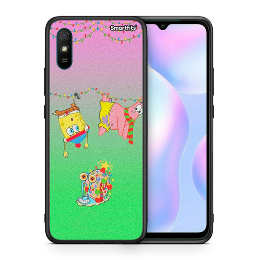 Θήκη Xiaomi Redmi 9A Xmas Lights από τη Smartfits με σχέδιο στο πίσω μέρος και μαύρο περίβλημα | Xiaomi Redmi 9A Xmas Lights case with colorful back and black bezels