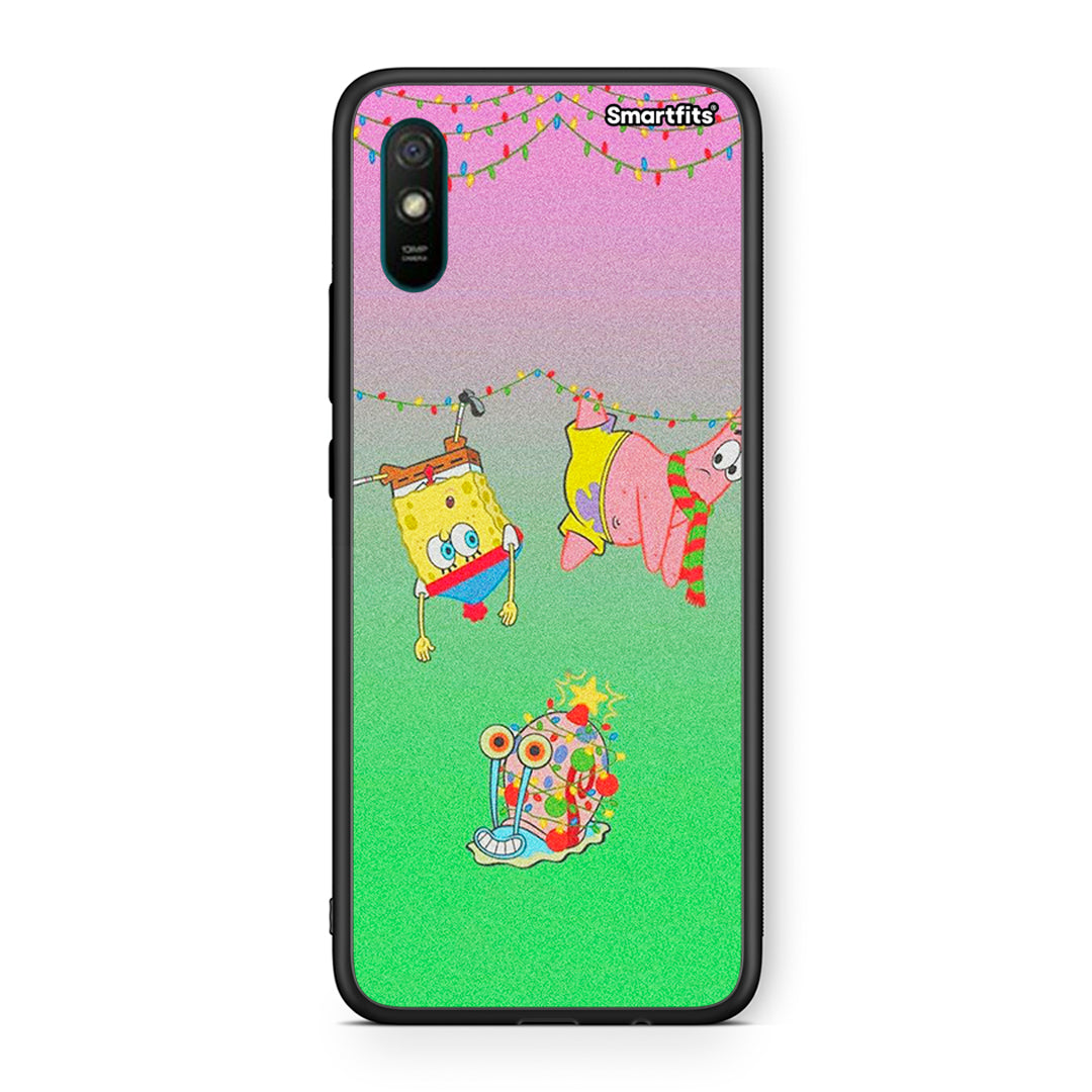 Xiaomi Redmi 9A Xmas Lights θήκη από τη Smartfits με σχέδιο στο πίσω μέρος και μαύρο περίβλημα | Smartphone case with colorful back and black bezels by Smartfits