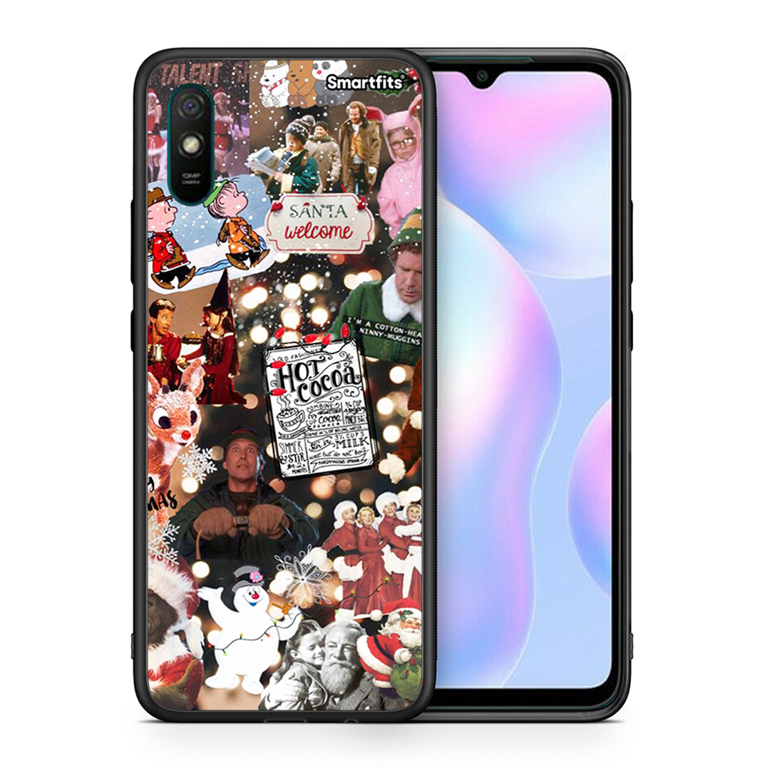 Θήκη Xiaomi Redmi 9A Xmas Movies από τη Smartfits με σχέδιο στο πίσω μέρος και μαύρο περίβλημα | Xiaomi Redmi 9A Xmas Movies case with colorful back and black bezels