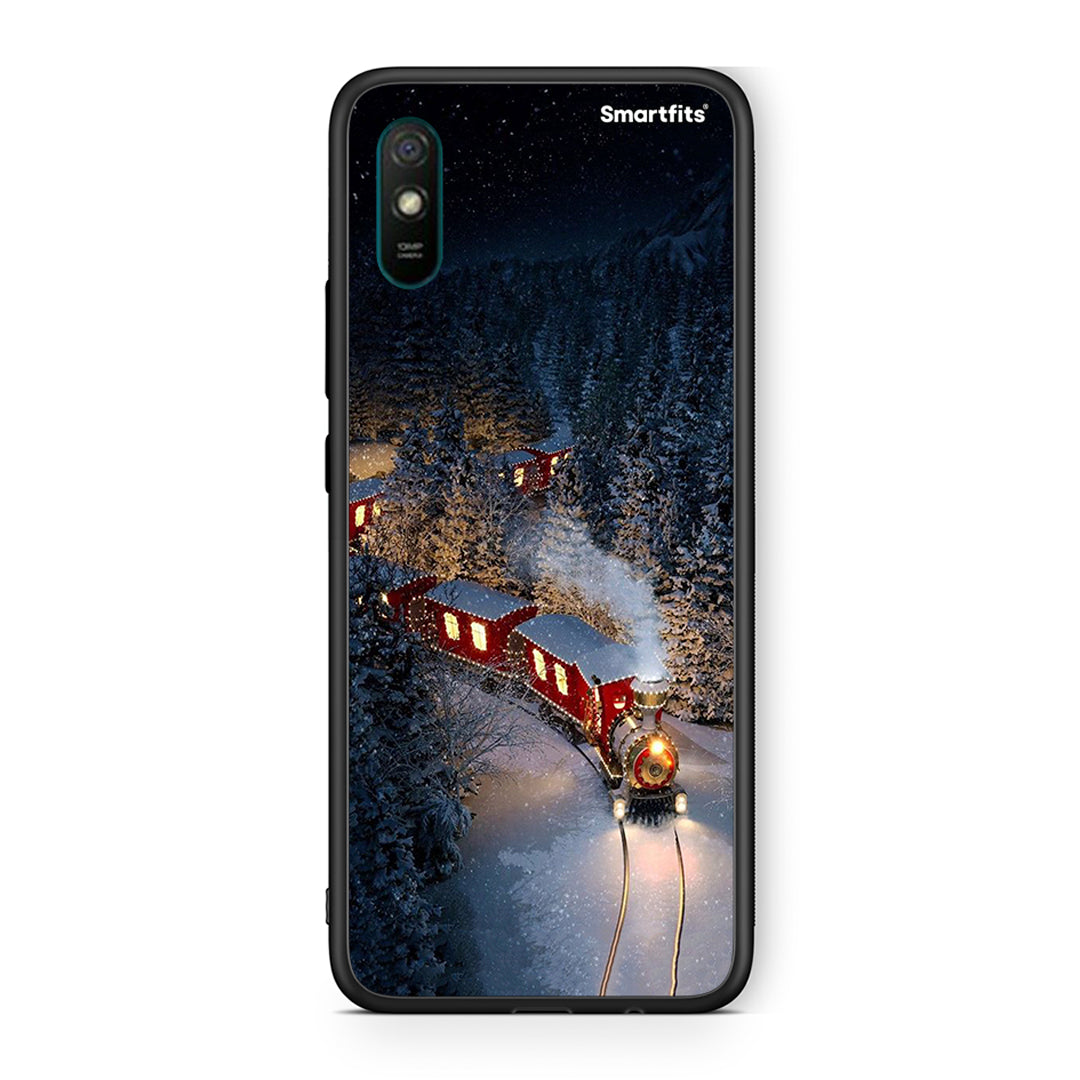 Xiaomi Redmi 9A Xmas Train θήκη από τη Smartfits με σχέδιο στο πίσω μέρος και μαύρο περίβλημα | Smartphone case with colorful back and black bezels by Smartfits