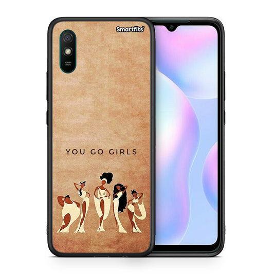 Θήκη Xiaomi Redmi 9A You Go Girl από τη Smartfits με σχέδιο στο πίσω μέρος και μαύρο περίβλημα | Xiaomi Redmi 9A You Go Girl case with colorful back and black bezels