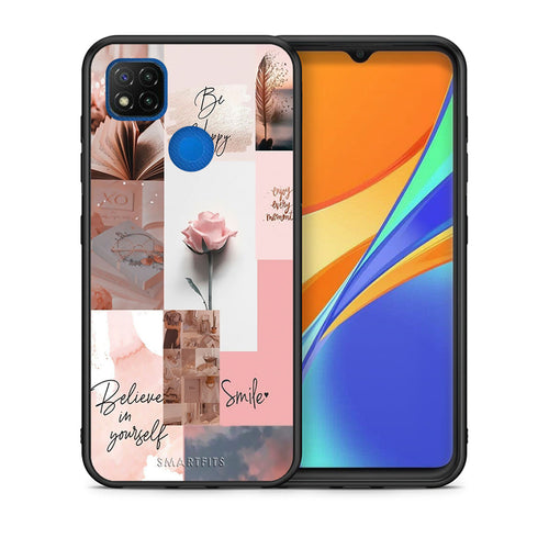 Θήκη Xiaomi Redmi 9C Aesthetic Collage από τη Smartfits με σχέδιο στο πίσω μέρος και μαύρο περίβλημα | Xiaomi Redmi 9C Aesthetic Collage case with colorful back and black bezels