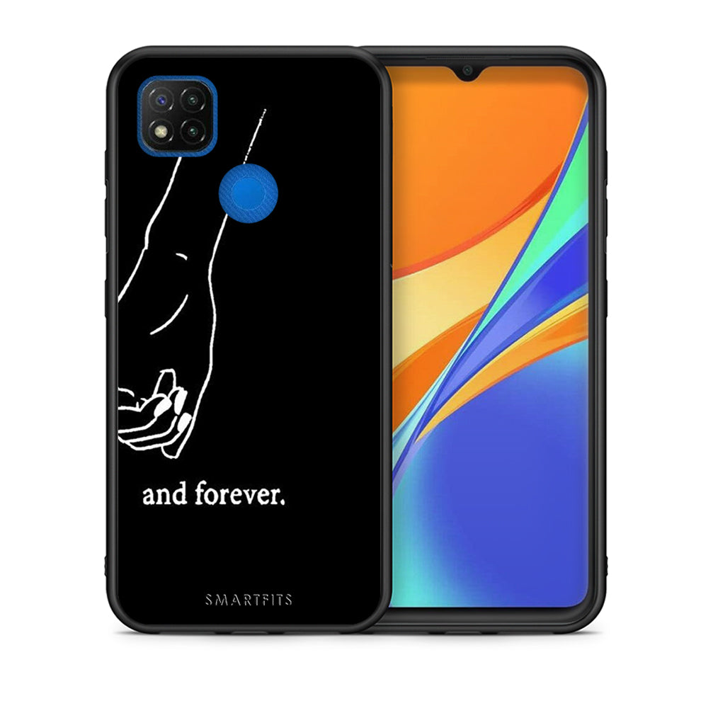 Θήκη Αγίου Βαλεντίνου Xiaomi Redmi 9C Always & Forever 2 από τη Smartfits με σχέδιο στο πίσω μέρος και μαύρο περίβλημα | Xiaomi Redmi 9C Always & Forever 2 case with colorful back and black bezels