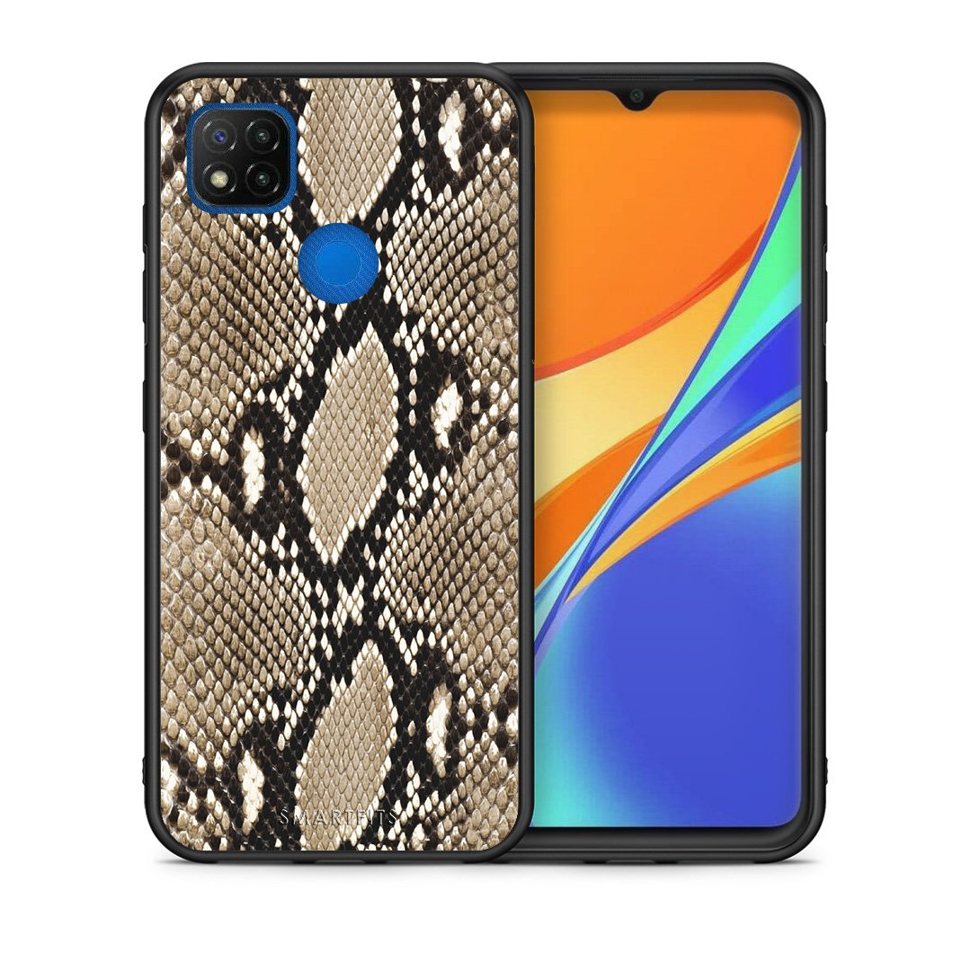 Θήκη Xiaomi Redmi 9C Fashion Snake Animal από τη Smartfits με σχέδιο στο πίσω μέρος και μαύρο περίβλημα | Xiaomi Redmi 9C Fashion Snake Animal case with colorful back and black bezels