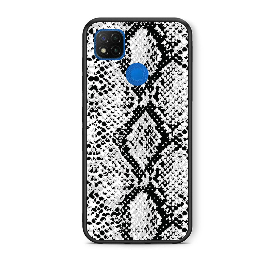 Θήκη Xiaomi Redmi 9C White Snake Animal από τη Smartfits με σχέδιο στο πίσω μέρος και μαύρο περίβλημα | Xiaomi Redmi 9C White Snake Animal case with colorful back and black bezels