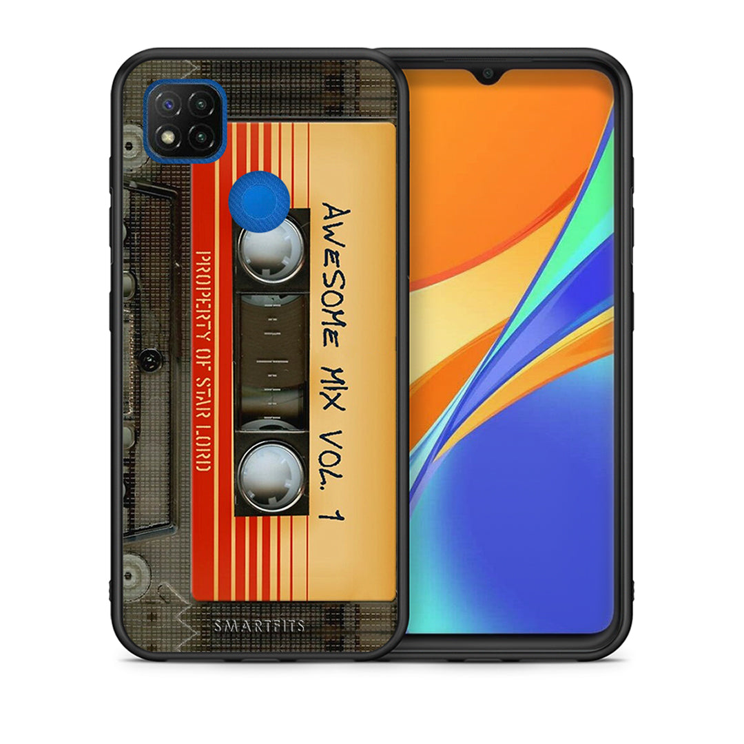 Θήκη Xiaomi Redmi 9C Awesome Mix από τη Smartfits με σχέδιο στο πίσω μέρος και μαύρο περίβλημα | Xiaomi Redmi 9C Awesome Mix case with colorful back and black bezels