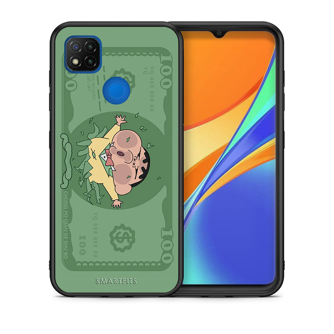 Θήκη Αγίου Βαλεντίνου Xiaomi Redmi 9C Big Money από τη Smartfits με σχέδιο στο πίσω μέρος και μαύρο περίβλημα | Xiaomi Redmi 9C Big Money case with colorful back and black bezels