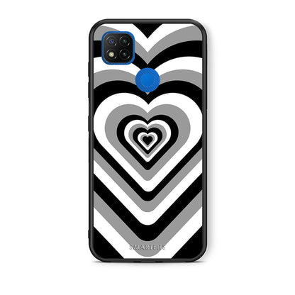 Θήκη Xiaomi Redmi 9C Black Hearts από τη Smartfits με σχέδιο στο πίσω μέρος και μαύρο περίβλημα | Xiaomi Redmi 9C Black Hearts case with colorful back and black bezels