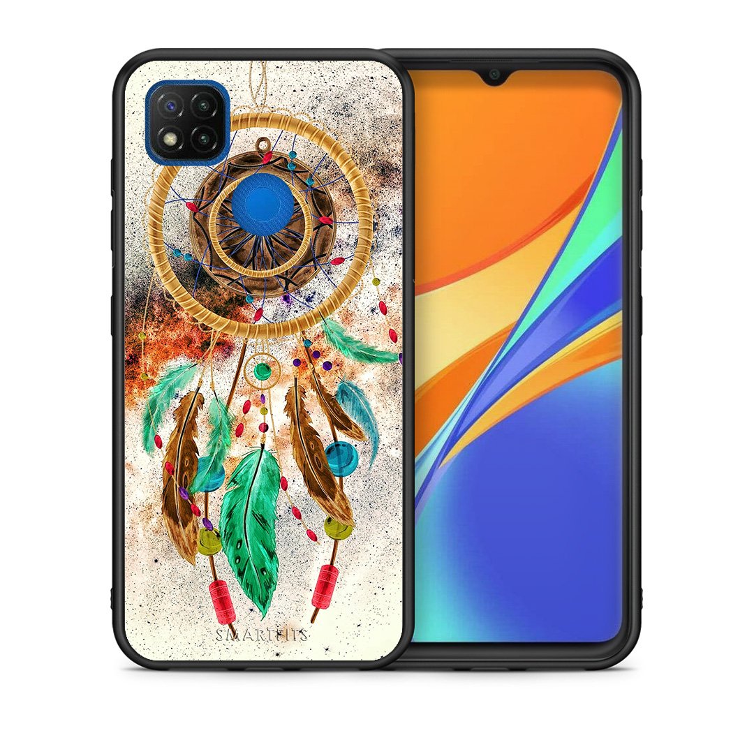 Θήκη Xiaomi Redmi 9C DreamCatcher Boho από τη Smartfits με σχέδιο στο πίσω μέρος και μαύρο περίβλημα | Xiaomi Redmi 9C DreamCatcher Boho case with colorful back and black bezels