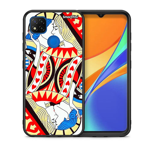 Θήκη Xiaomi Redmi 9C Card Love από τη Smartfits με σχέδιο στο πίσω μέρος και μαύρο περίβλημα | Xiaomi Redmi 9C Card Love case with colorful back and black bezels