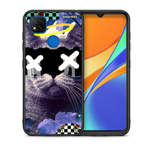 Θήκη Xiaomi Redmi 9C Cat Collage από τη Smartfits με σχέδιο στο πίσω μέρος και μαύρο περίβλημα | Xiaomi Redmi 9C Cat Collage case with colorful back and black bezels