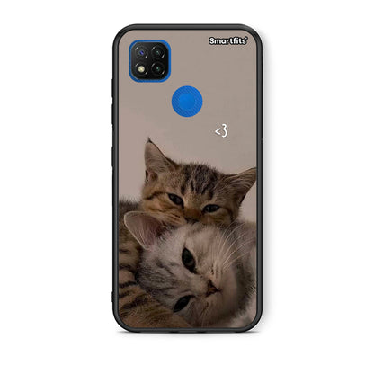 Θήκη Xiaomi Redmi 9C Cats In Love από τη Smartfits με σχέδιο στο πίσω μέρος και μαύρο περίβλημα | Xiaomi Redmi 9C Cats In Love case with colorful back and black bezels