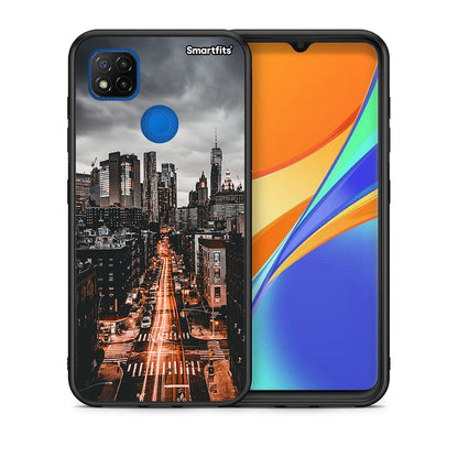 Θήκη Xiaomi Redmi 9C City Lights από τη Smartfits με σχέδιο στο πίσω μέρος και μαύρο περίβλημα | Xiaomi Redmi 9C City Lights case with colorful back and black bezels