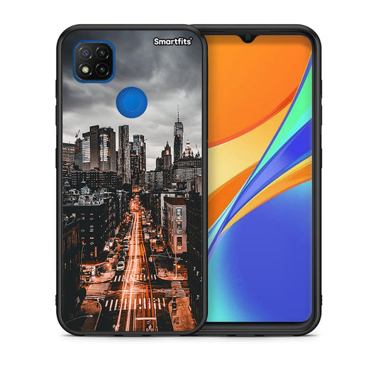 Θήκη Xiaomi Redmi 9C City Lights από τη Smartfits με σχέδιο στο πίσω μέρος και μαύρο περίβλημα | Xiaomi Redmi 9C City Lights case with colorful back and black bezels