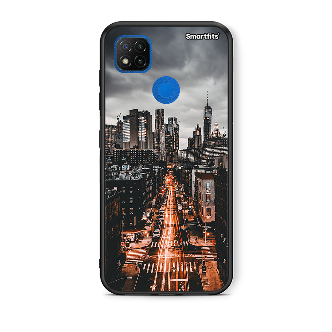 Θήκη Xiaomi Redmi 9C City Lights από τη Smartfits με σχέδιο στο πίσω μέρος και μαύρο περίβλημα | Xiaomi Redmi 9C City Lights case with colorful back and black bezels