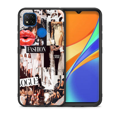 Θήκη Αγίου Βαλεντίνου Xiaomi Redmi 9C Collage Fashion από τη Smartfits με σχέδιο στο πίσω μέρος και μαύρο περίβλημα | Xiaomi Redmi 9C Collage Fashion case with colorful back and black bezels
