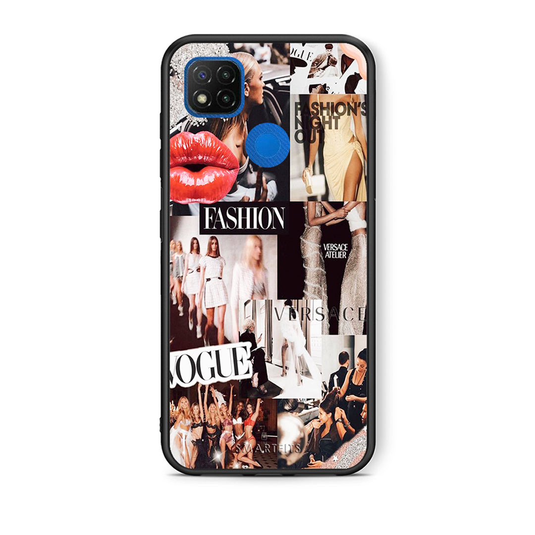 Θήκη Αγίου Βαλεντίνου Xiaomi Redmi 9C Collage Fashion από τη Smartfits με σχέδιο στο πίσω μέρος και μαύρο περίβλημα | Xiaomi Redmi 9C Collage Fashion case with colorful back and black bezels