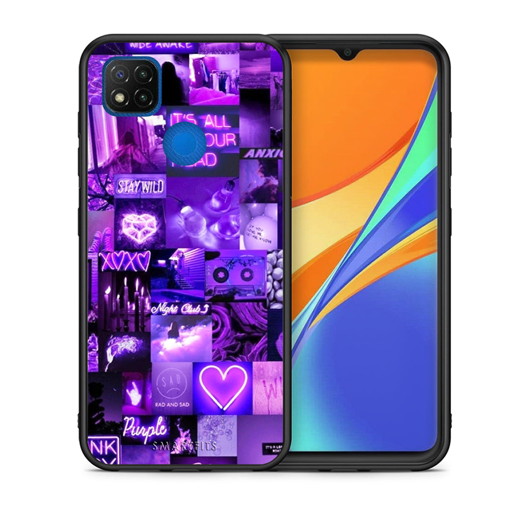 Θήκη Αγίου Βαλεντίνου Xiaomi Redmi 9C Collage Stay Wild από τη Smartfits με σχέδιο στο πίσω μέρος και μαύρο περίβλημα | Xiaomi Redmi 9C Collage Stay Wild case with colorful back and black bezels